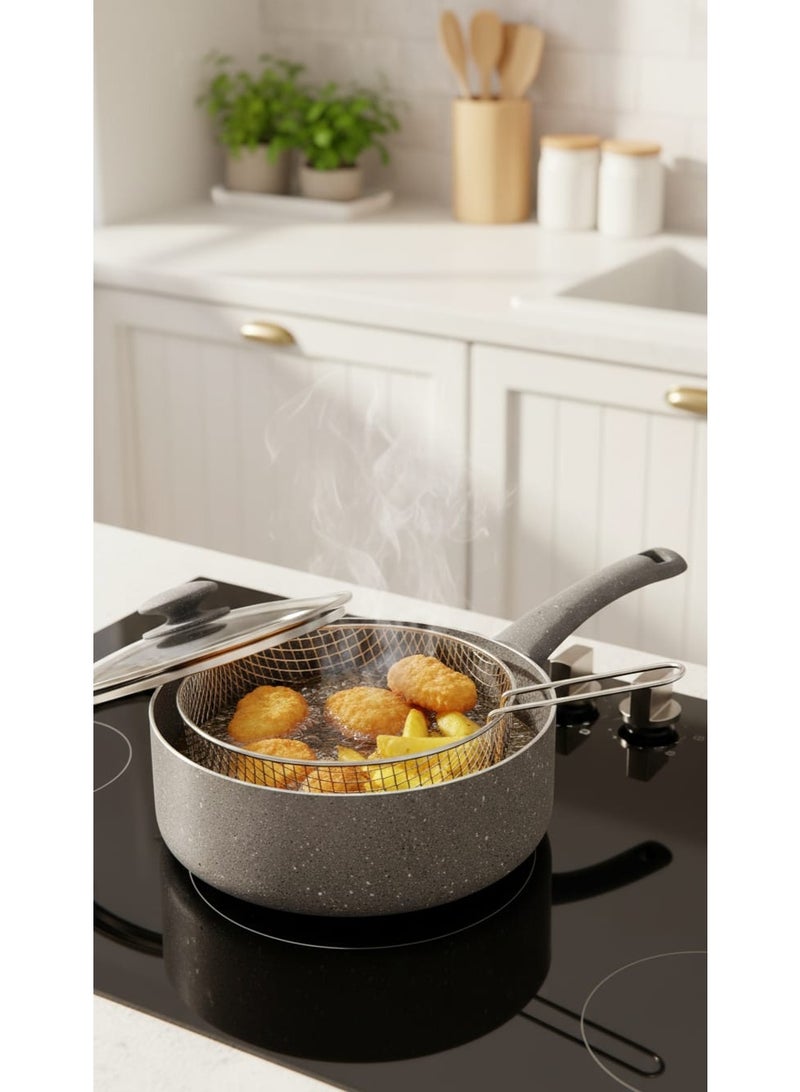 Multi-Purpose Cooking Pot Frying Pan with Strainer and Lid 26 cm - Image 1